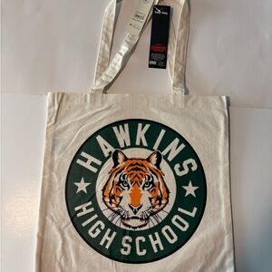 Netflix Stranger Things Hawkins High School Off-White Canvas Tote Bag Unisex New